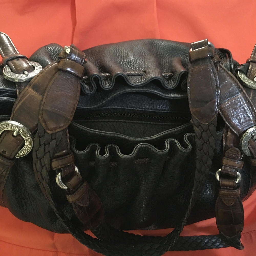 Brighton Black and Brown Shoulder Bag with Adjustable Strap